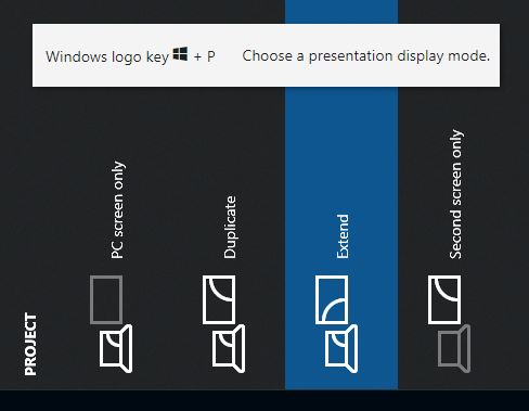 Windows logo key + P to Project!
