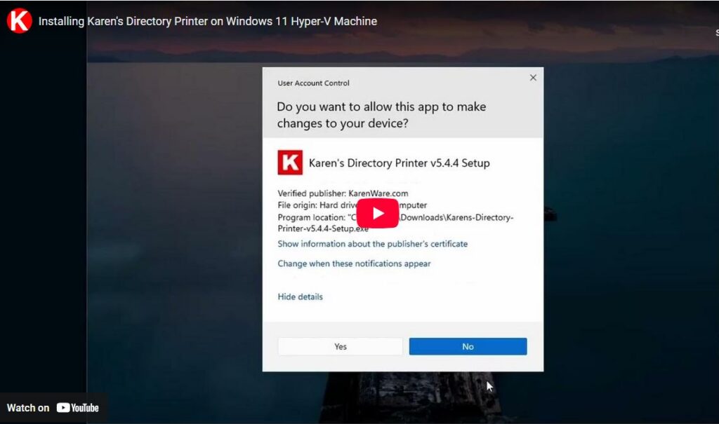Installing Directory Printer on Windows 11 Home