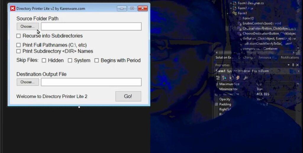 Rewriting Directory Printer Lite in C# for .NET 4.8 WinForm